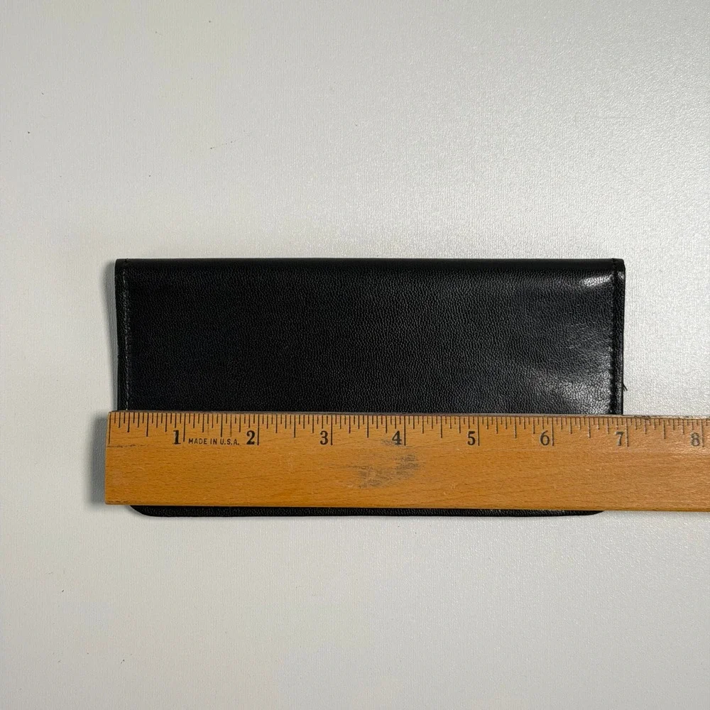 Vintage Black Leather Checkbook Wallet BiFold Western Card‎ Holder Trucker